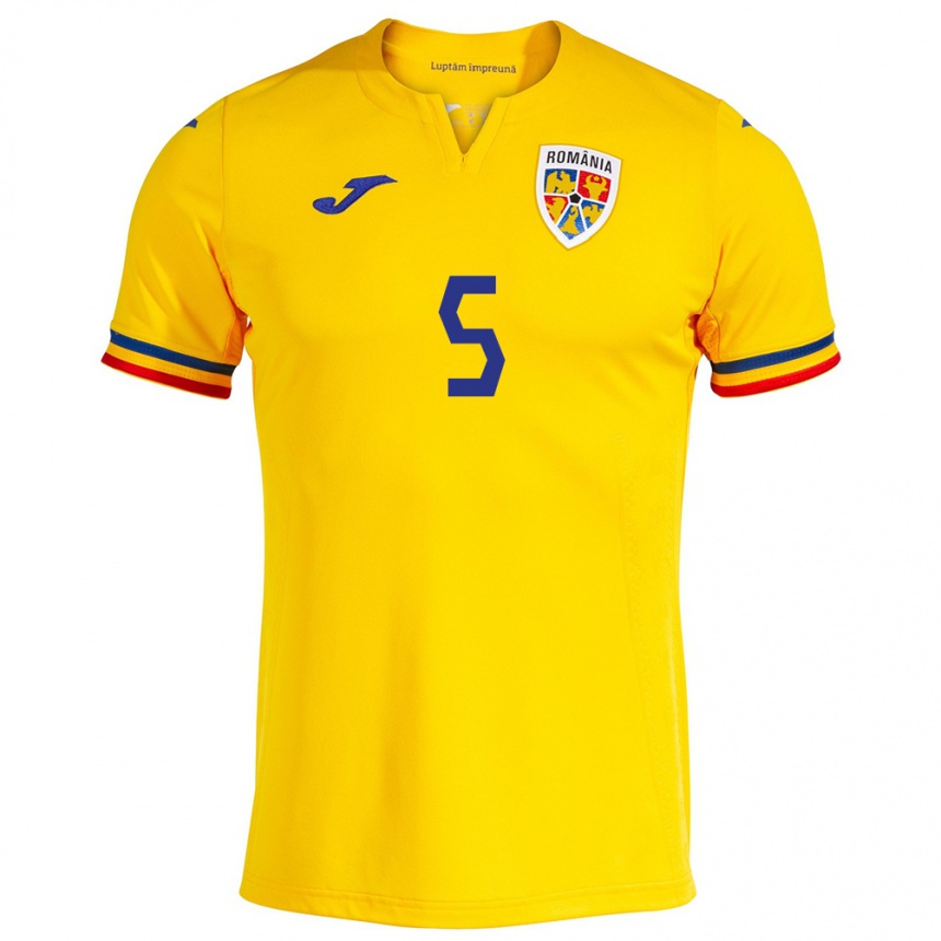 Kids Football Romania Teodora Meluță #5 Yellow Home Jersey 24-26 T-Shirt Nz