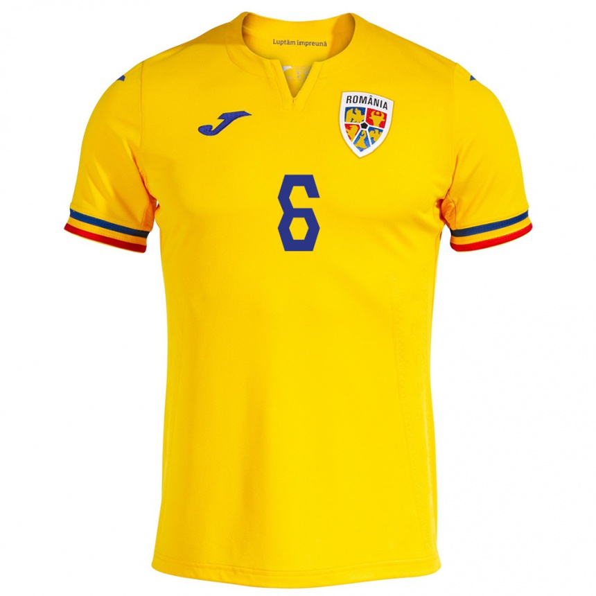 Kids Football Romania Andrei Pandele #6 Yellow Home Jersey 24-26 T-Shirt Nz