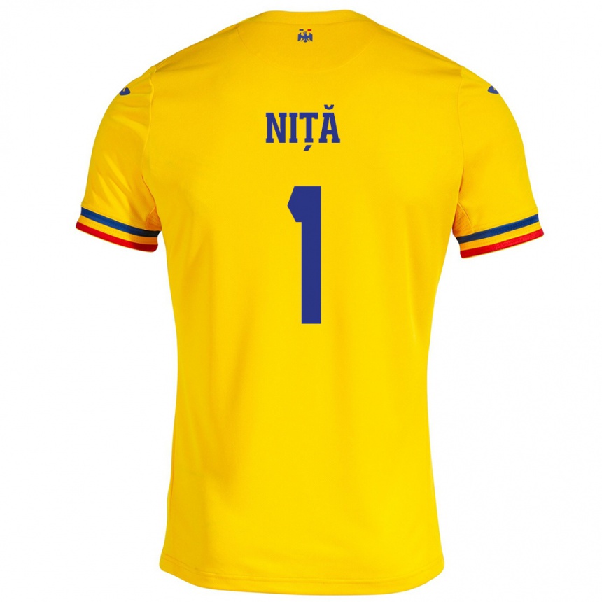 Kids Football Romania Florin Niță #1 Yellow Home Jersey 24-26 T-Shirt Nz