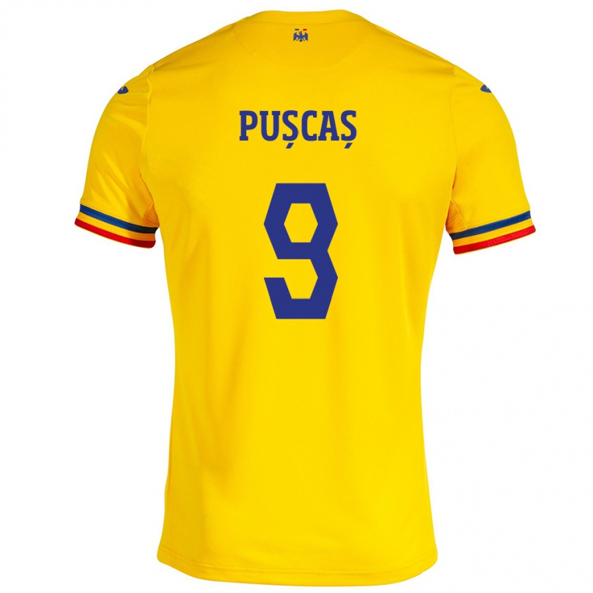 Kids Football Romania George Pușcaș #9 Yellow Home Jersey 24-26 T-Shirt Nz