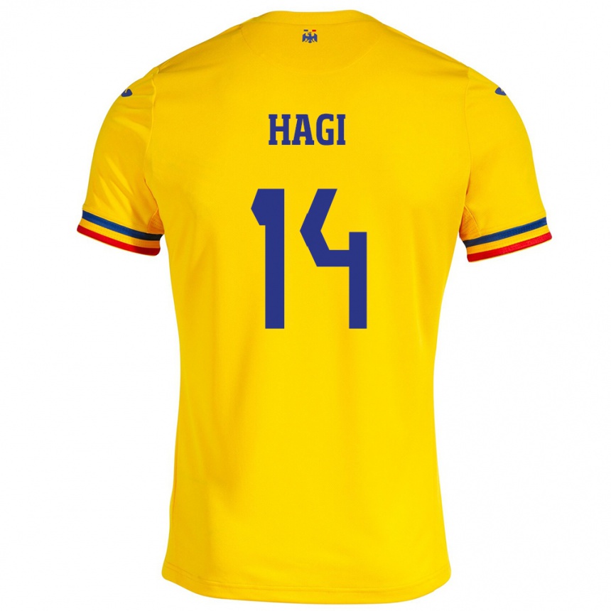 Kids Football Romania Ianis Hagi #14 Yellow Home Jersey 24-26 T-Shirt Nz