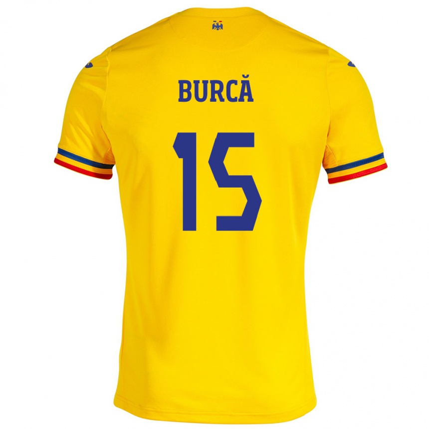 Kids Football Romania Andrei Burcă #15 Yellow Home Jersey 24-26 T-Shirt Nz