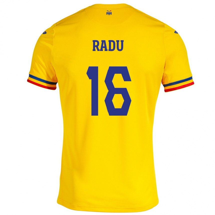 Kids Football Romania Andrei Radu #16 Yellow Home Jersey 24-26 T-Shirt Nz