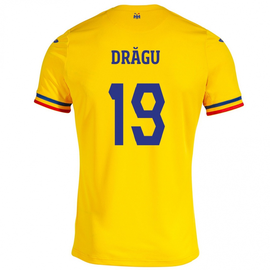 Kids Football Romania Denis Drăguş #19 Yellow Home Jersey 24-26 T-Shirt Nz