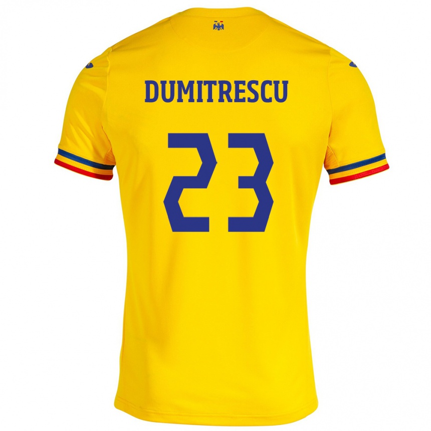 Kids Football Romania Andres Dumitrescu #23 Yellow Home Jersey 24-26 T-Shirt Nz