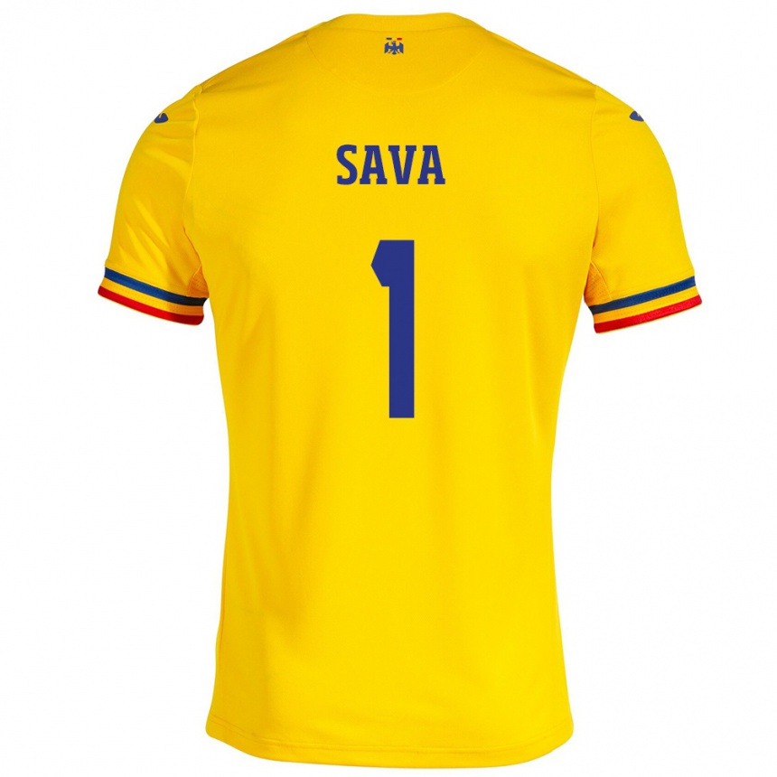 Kids Football Romania Răzvan Sava #1 Yellow Home Jersey 24-26 T-Shirt Nz