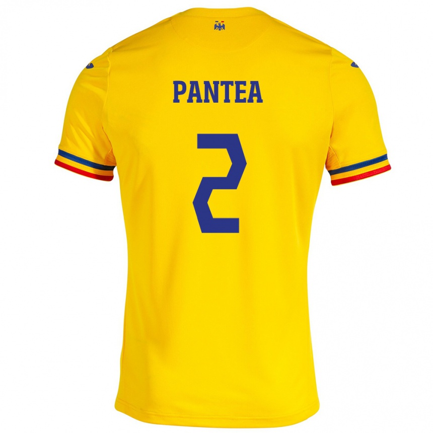 Kids Football Romania Alexandru Pantea #2 Yellow Home Jersey 24-26 T-Shirt Nz