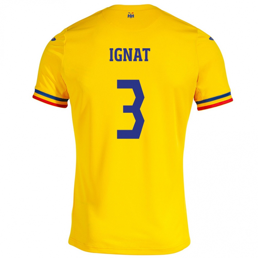 Kids Football Romania Cristian Ignat #3 Yellow Home Jersey 24-26 T-Shirt Nz