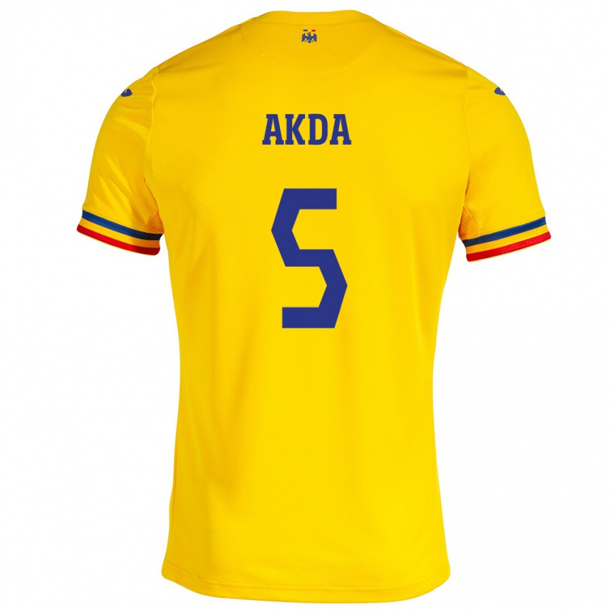 Kids Football Romania Ümit Akdağ #5 Yellow Home Jersey 24-26 T-Shirt Nz