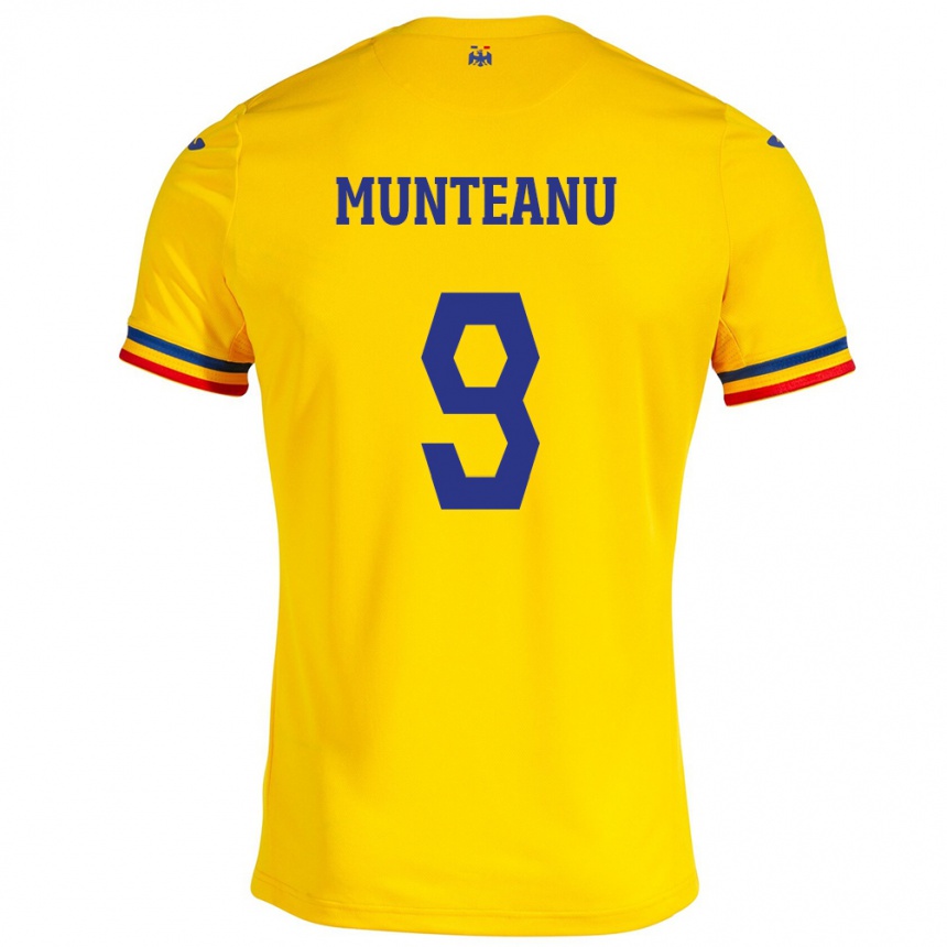 Kids Football Romania Louis Munteanu #9 Yellow Home Jersey 24-26 T-Shirt Nz