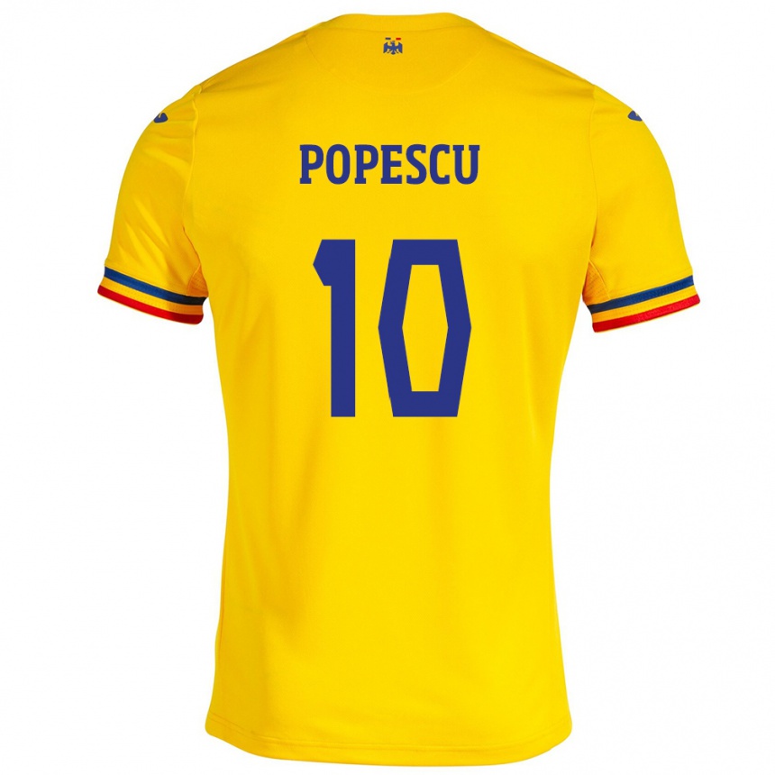 Kids Football Romania Octavian Popescu #10 Yellow Home Jersey 24-26 T-Shirt Nz