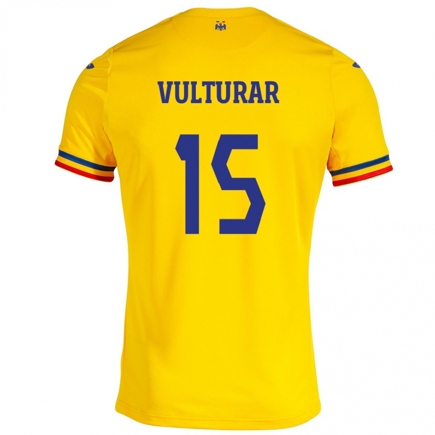 Kids Football Romania Cătălin Vulturar #15 Yellow Home Jersey 24-26 T-Shirt Nz