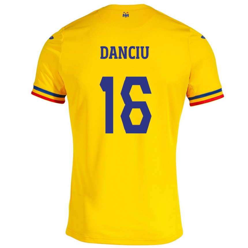 Kids Football Romania Marian Danciu #16 Yellow Home Jersey 24-26 T-Shirt Nz