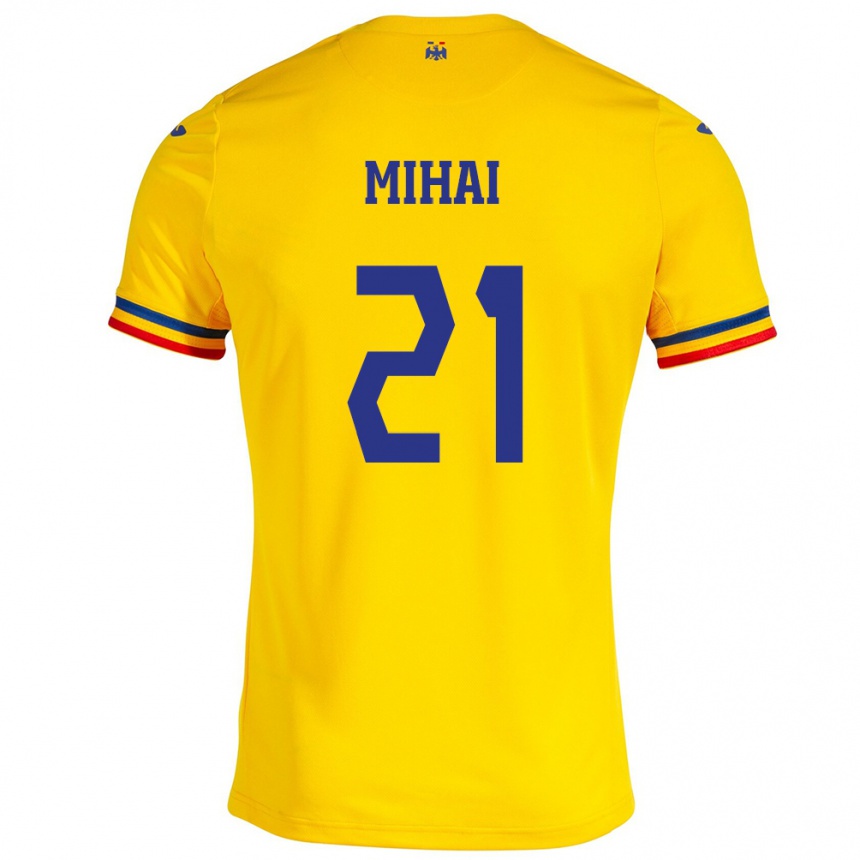 Kids Football Romania Cristian Mihai #21 Yellow Home Jersey 24-26 T-Shirt Nz