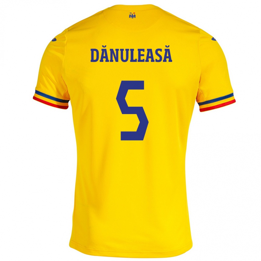 Kids Football Romania Gabriel Dănuleasă #5 Yellow Home Jersey 24-26 T-Shirt Nz