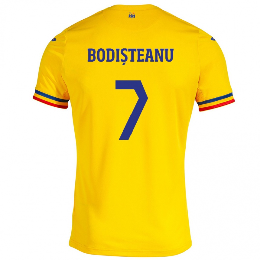 Kids Football Romania Ștefan Bodișteanu #7 Yellow Home Jersey 24-26 T-Shirt Nz