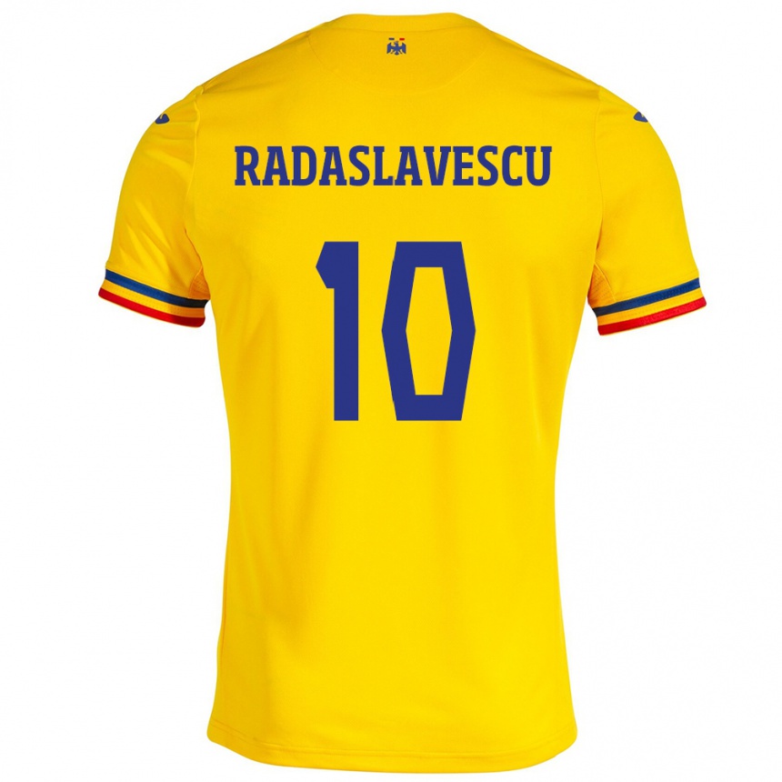 Kids Football Romania Eduard Radaslavescu #10 Yellow Home Jersey 24-26 T-Shirt Nz