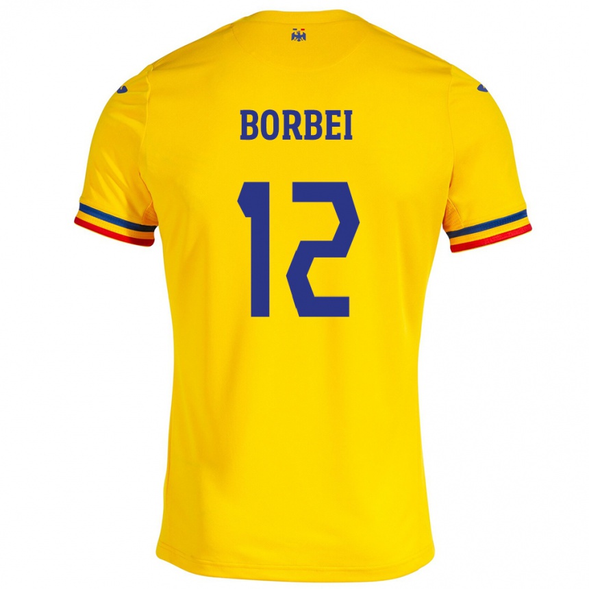 Kids Football Romania Alexandru Borbei #12 Yellow Home Jersey 24-26 T-Shirt Nz