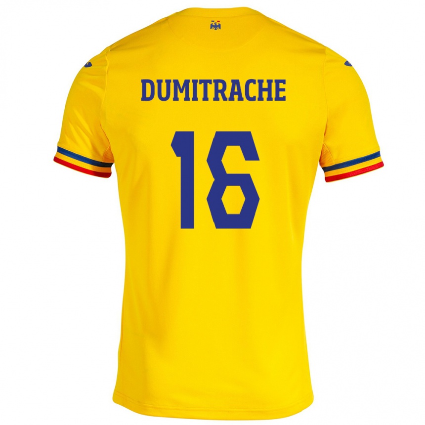 Kids Football Romania Valentin Dumitrache #16 Yellow Home Jersey 24-26 T-Shirt Nz