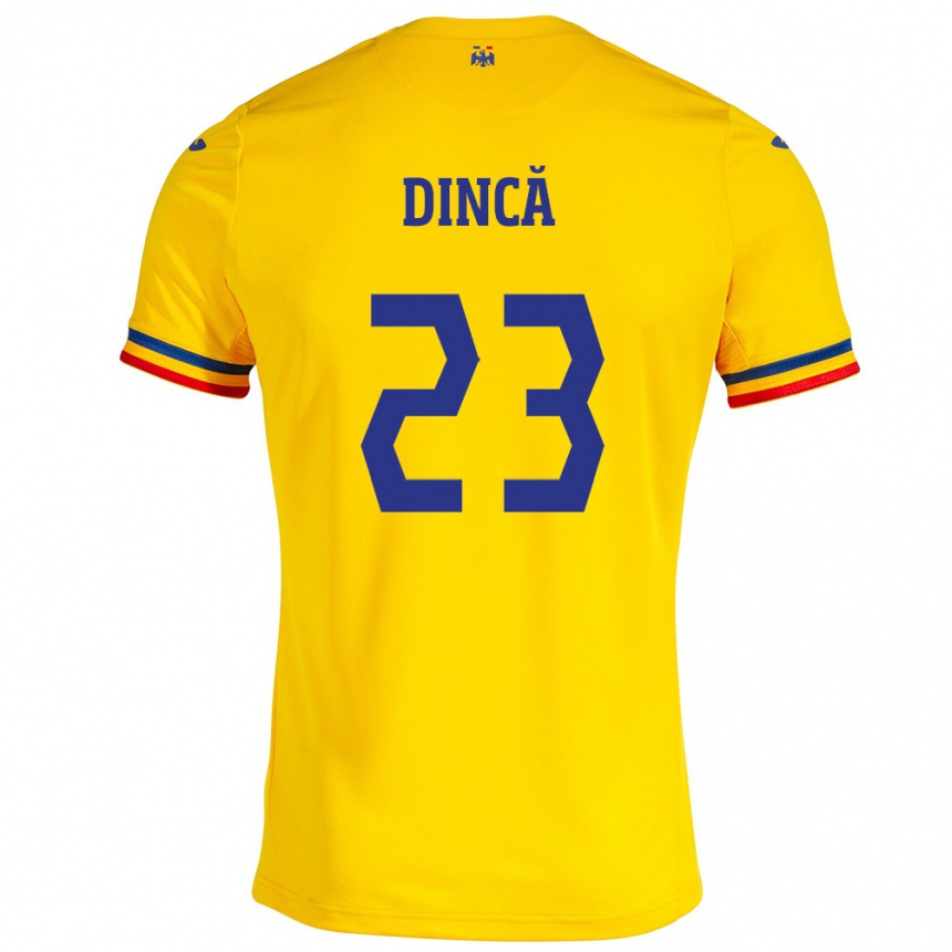 Kids Football Romania David Dincă #23 Yellow Home Jersey 24-26 T-Shirt Nz