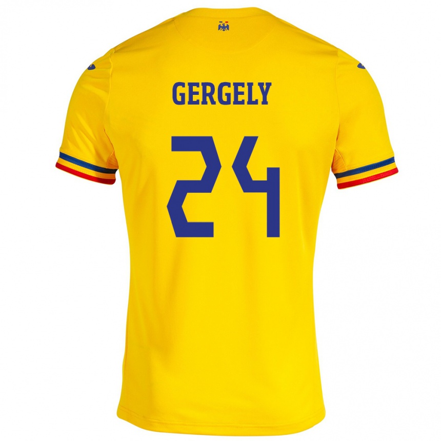 Kids Football Romania Botond Gergely #24 Yellow Home Jersey 24-26 T-Shirt Nz