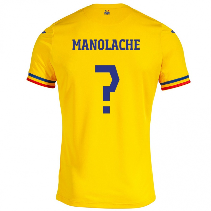 Kids Football Romania Luca Manolache #0 Yellow Home Jersey 24-26 T-Shirt Nz