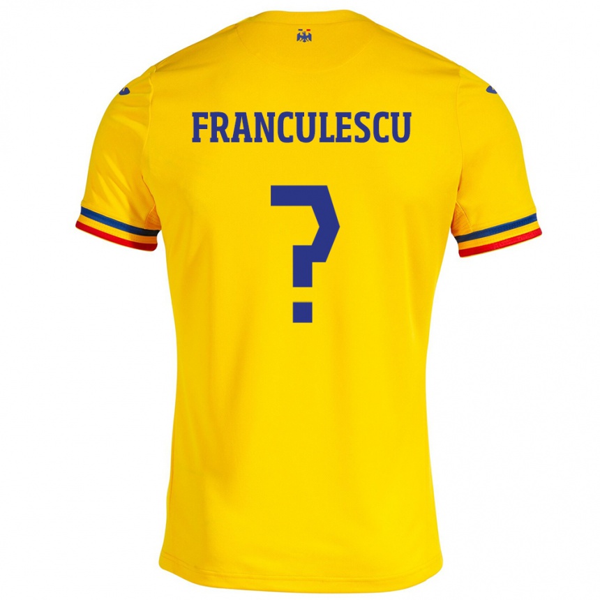 Kids Football Romania Adrian Frânculescu #0 Yellow Home Jersey 24-26 T-Shirt Nz