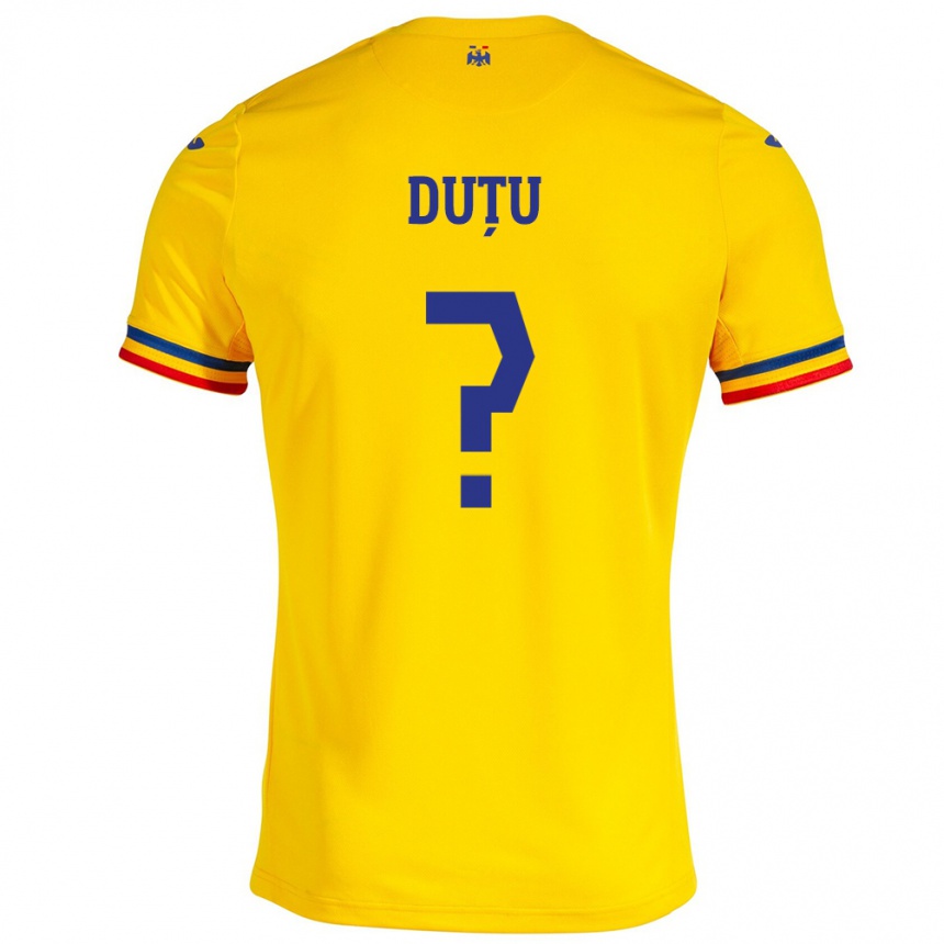 Kids Football Romania Matteo Duțu #0 Yellow Home Jersey 24-26 T-Shirt Nz