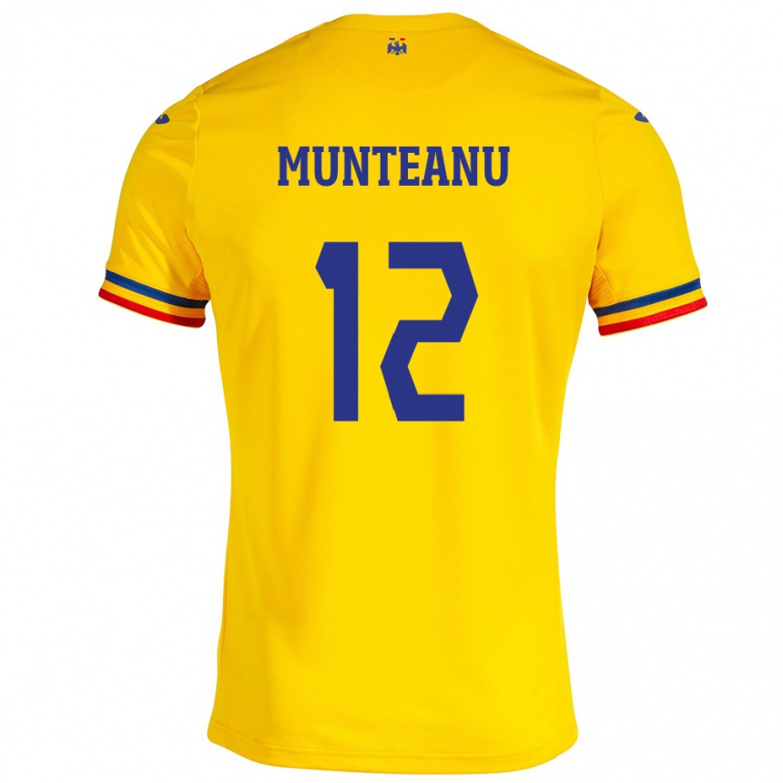 Kids Football Romania Rafael Munteanu #12 Yellow Home Jersey 24-26 T-Shirt Nz