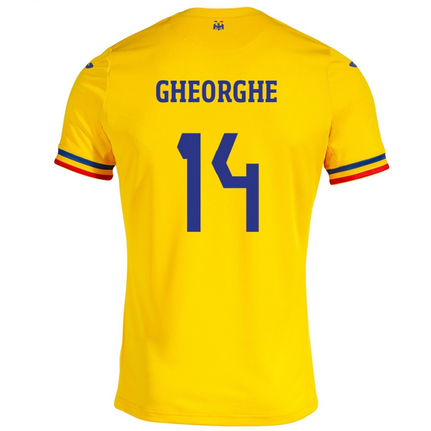 Kids Football Romania Costyn Gheorghe #14 Yellow Home Jersey 24-26 T-Shirt Nz