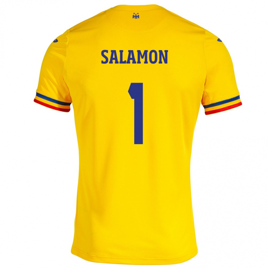 Kids Football Romania Szidonia Salamon #1 Yellow Home Jersey 24-26 T-Shirt Nz