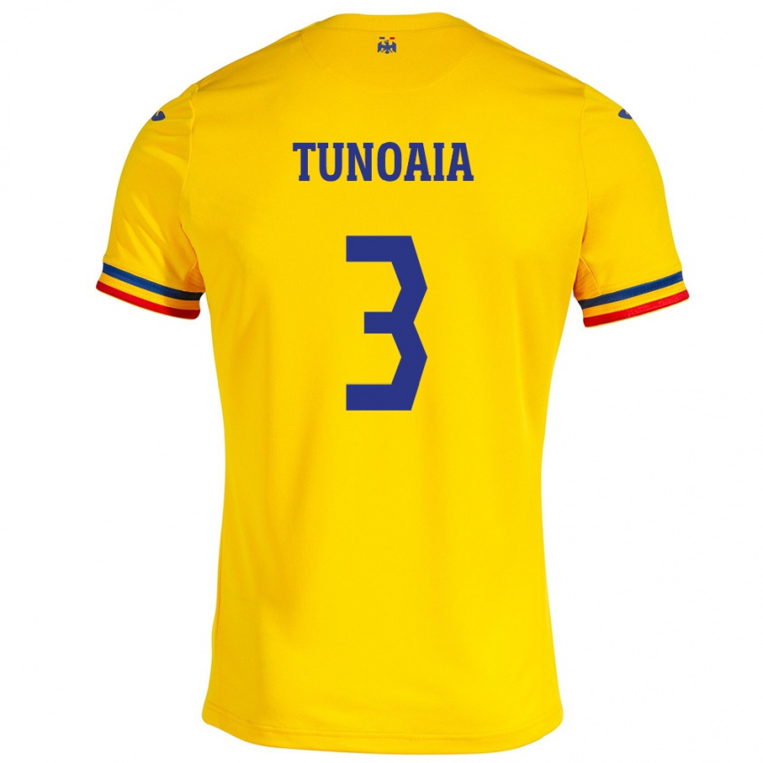 Kids Football Romania Alexandra Tunoaia #3 Yellow Home Jersey 24-26 T-Shirt Nz