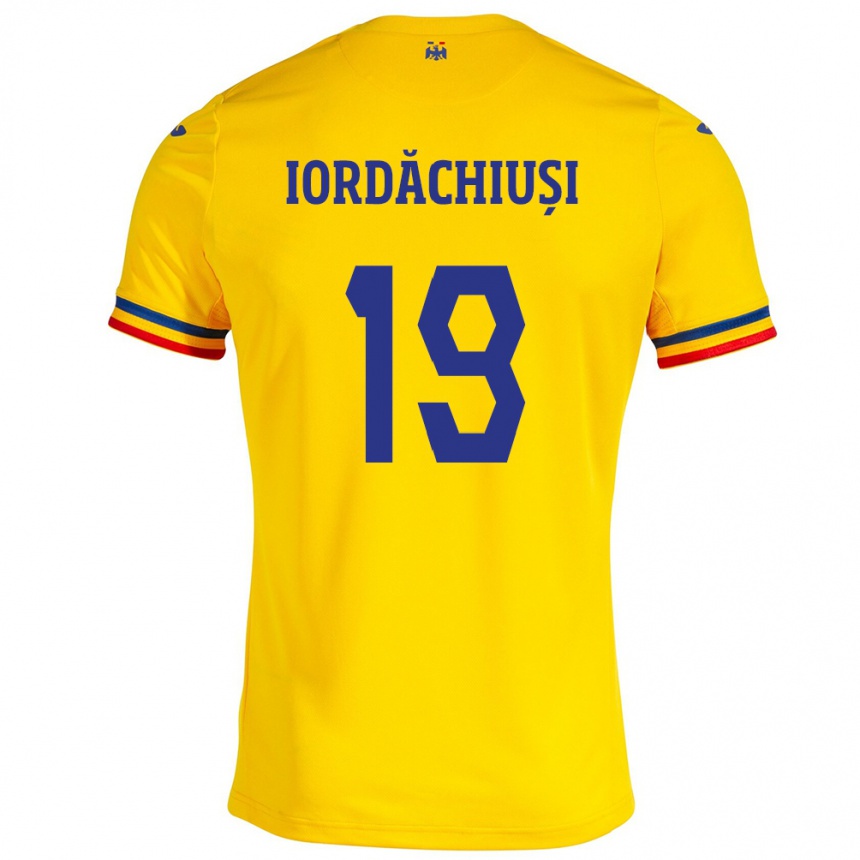 Kids Football Romania Olga Iordăchiuși #19 Yellow Home Jersey 24-26 T-Shirt Nz