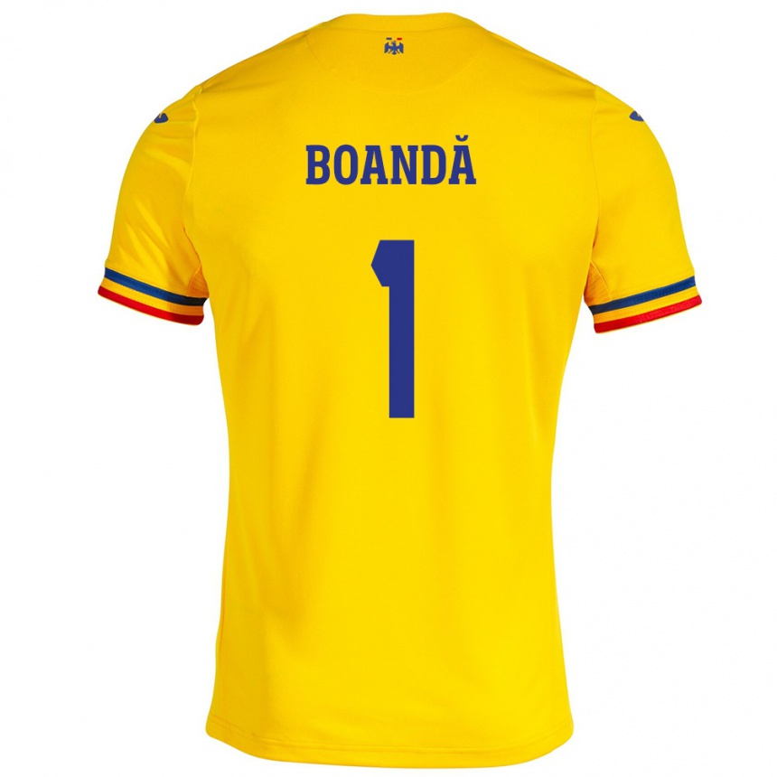 Kids Football Romania Lavinia Boandă #1 Yellow Home Jersey 24-26 T-Shirt Nz