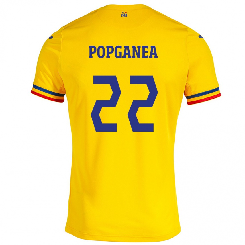 Kids Football Romania Mirela Pop-Ganea #22 Yellow Home Jersey 24-26 T-Shirt Nz