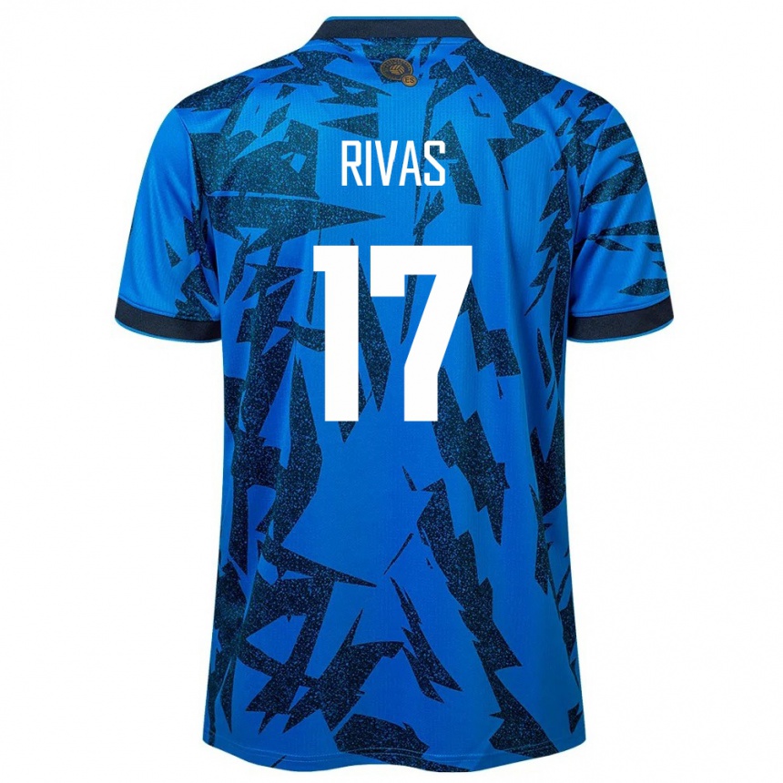 Kids Football El Salvador Eduardo Rivas #17 Blue Home Jersey 24-26 T-Shirt Nz