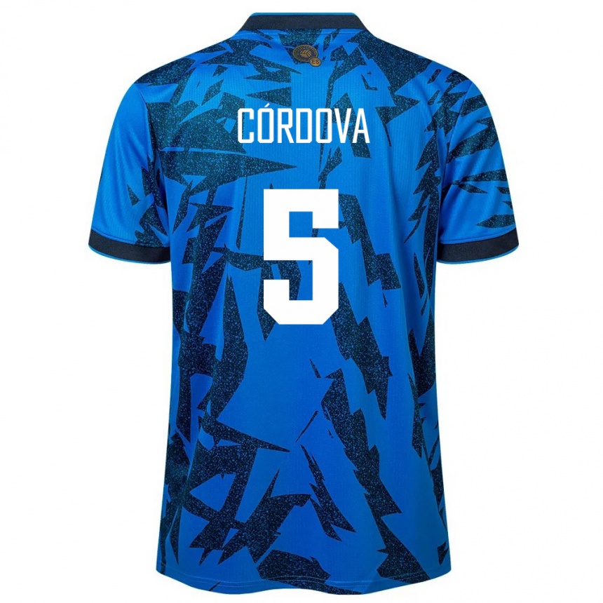 Kids Football El Salvador Edwin Córdova #5 Blue Home Jersey 24-26 T-Shirt Nz