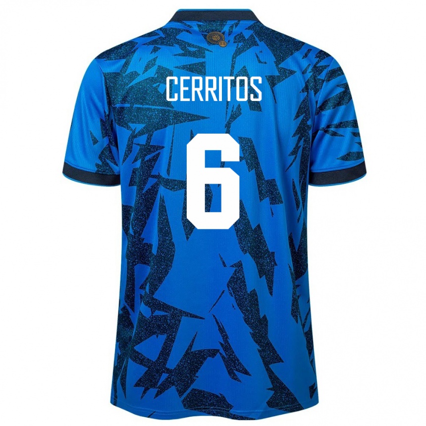 Kids Football El Salvador Mauricio Cerritos #6 Blue Home Jersey 24-26 T-Shirt Nz