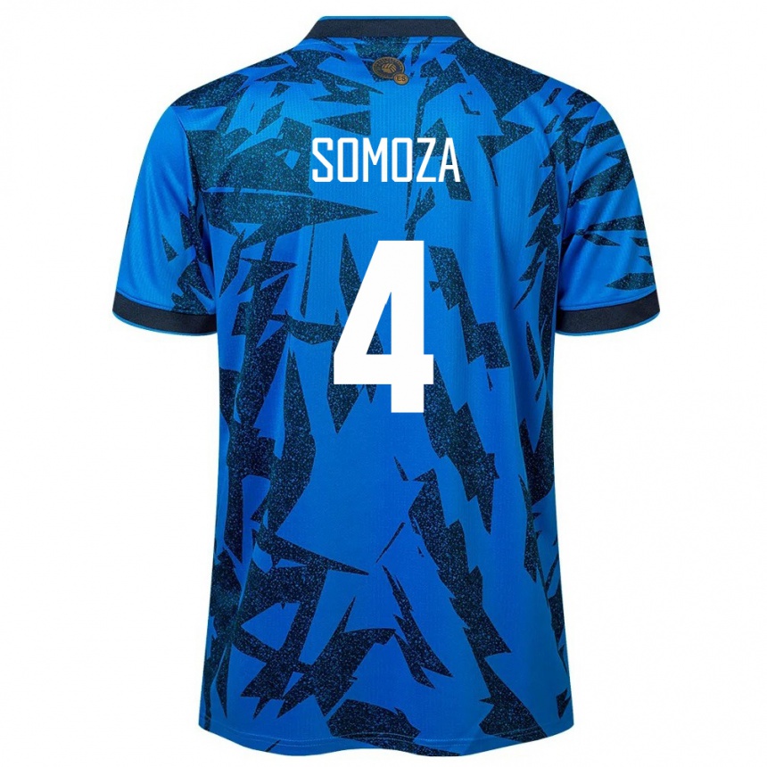 Kids Football El Salvador Néstor Somoza #4 Blue Home Jersey 24-26 T-Shirt Nz