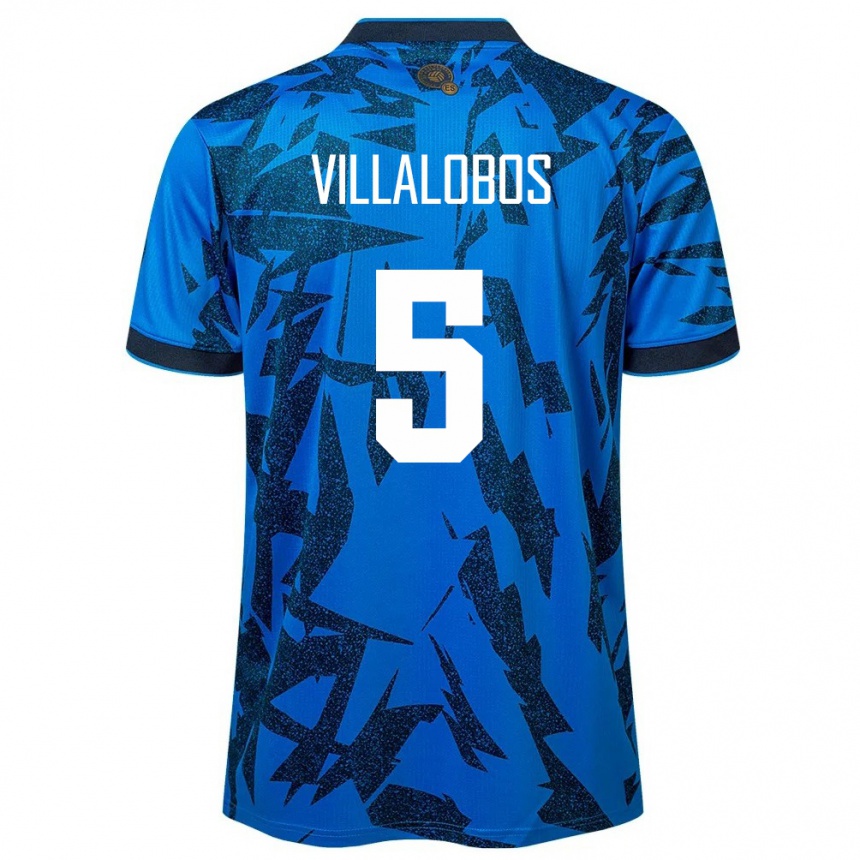 Kids Football El Salvador Kristian Villalobos #5 Blue Home Jersey 24-26 T-Shirt Nz