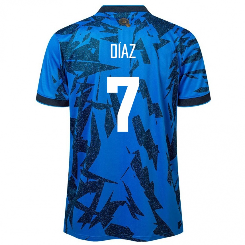 Kids Football El Salvador Nelson Díaz #7 Blue Home Jersey 24-26 T-Shirt Nz