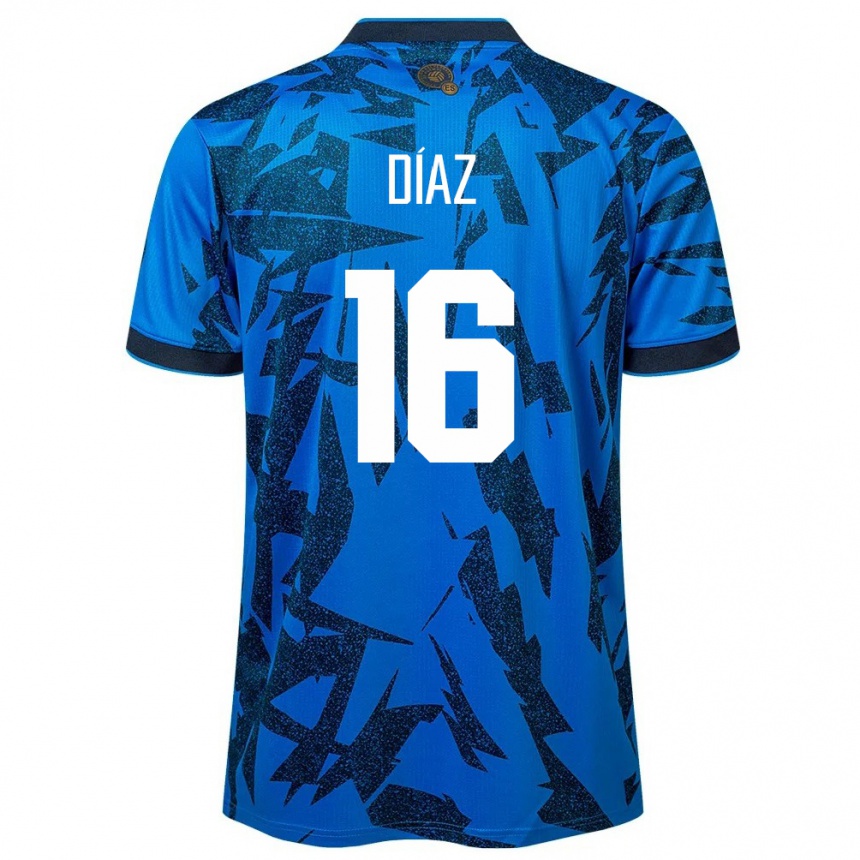 Kids Football El Salvador Wilber Díaz #16 Blue Home Jersey 24-26 T-Shirt Nz