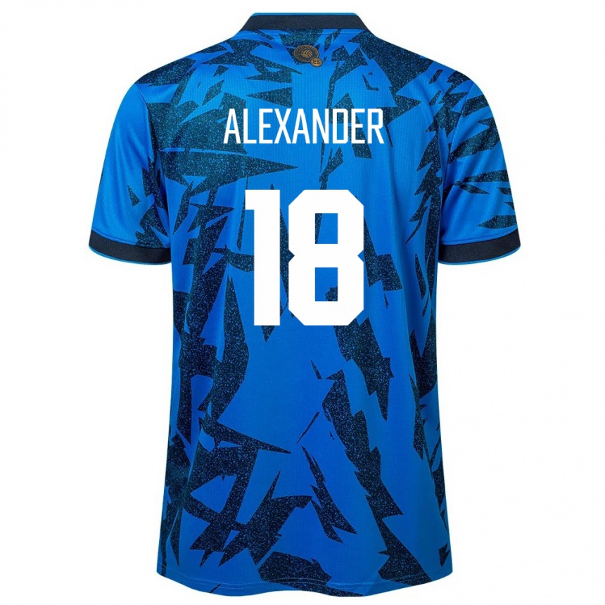 Kids Football El Salvador Alexander Aguilar #18 Blue Home Jersey 24-26 T-Shirt Nz