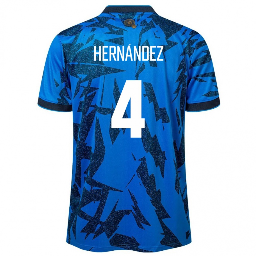 Kids Football El Salvador Elaily Hernández #4 Blue Home Jersey 24-26 T-Shirt Nz