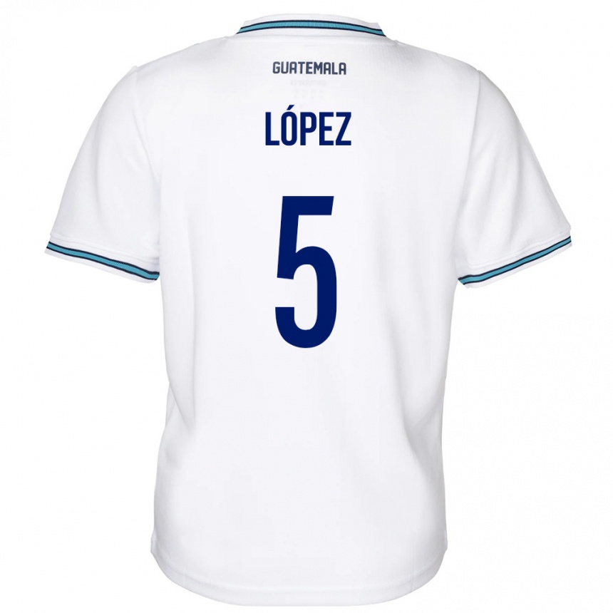 Kids Football Guatemala Jeffery López #5 White Home Jersey 24-26 T-Shirt Nz