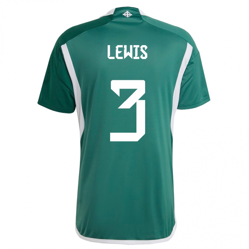 Kids Football Northern Ireland Jamal Lewis #3 Green Home Jersey 24-26 T-Shirt Nz