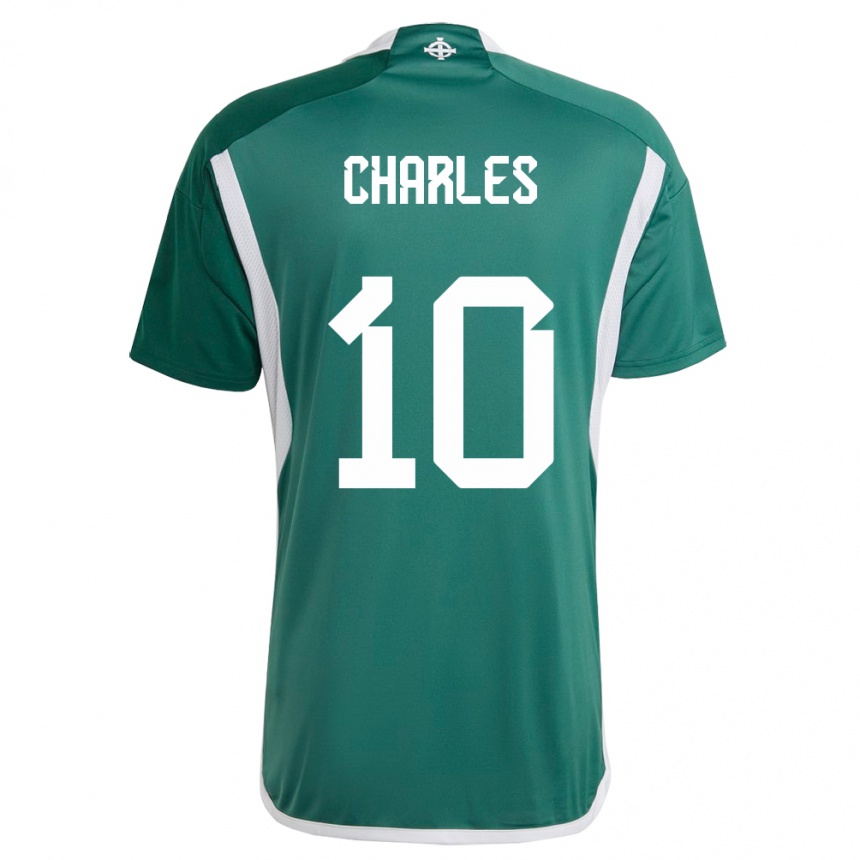 Kids Football Northern Ireland Dion Charles #10 Green Home Jersey 24-26 T-Shirt Nz