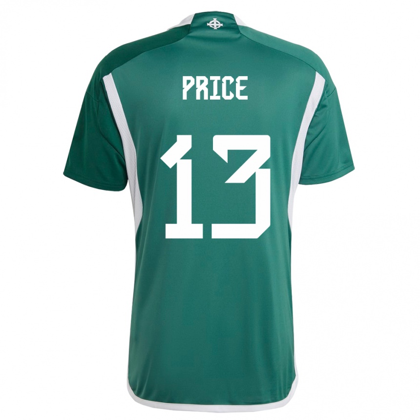 Kids Football Northern Ireland Isaac Price #13 Green Home Jersey 24-26 T-Shirt Nz