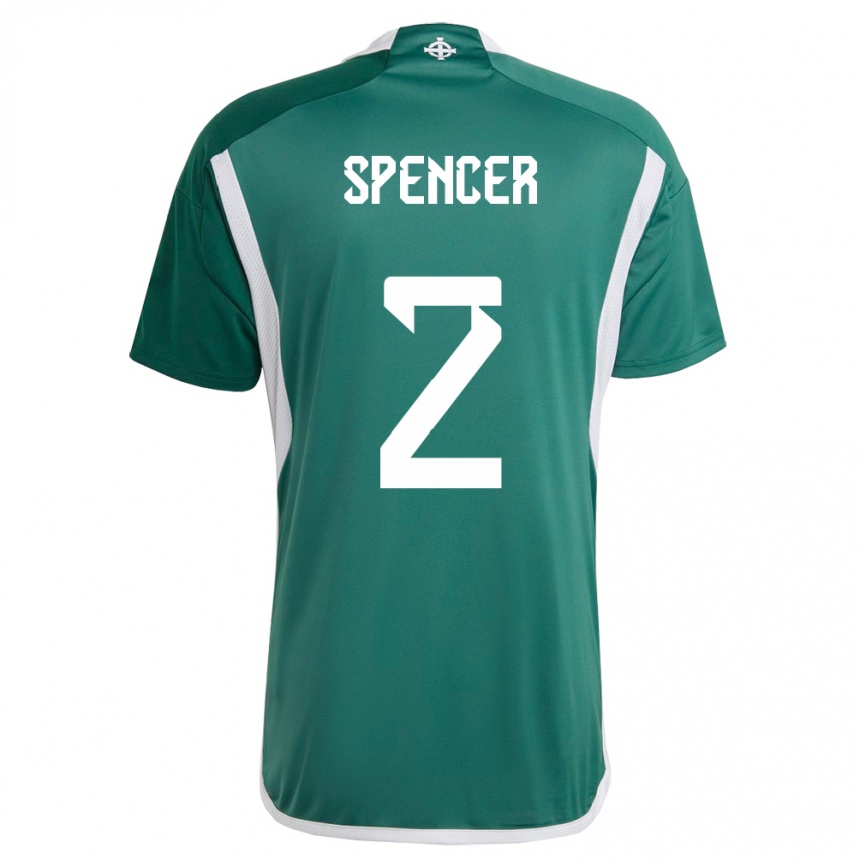 Kids Football Northern Ireland Brodie Spencer #2 Green Home Jersey 24-26 T-Shirt Nz