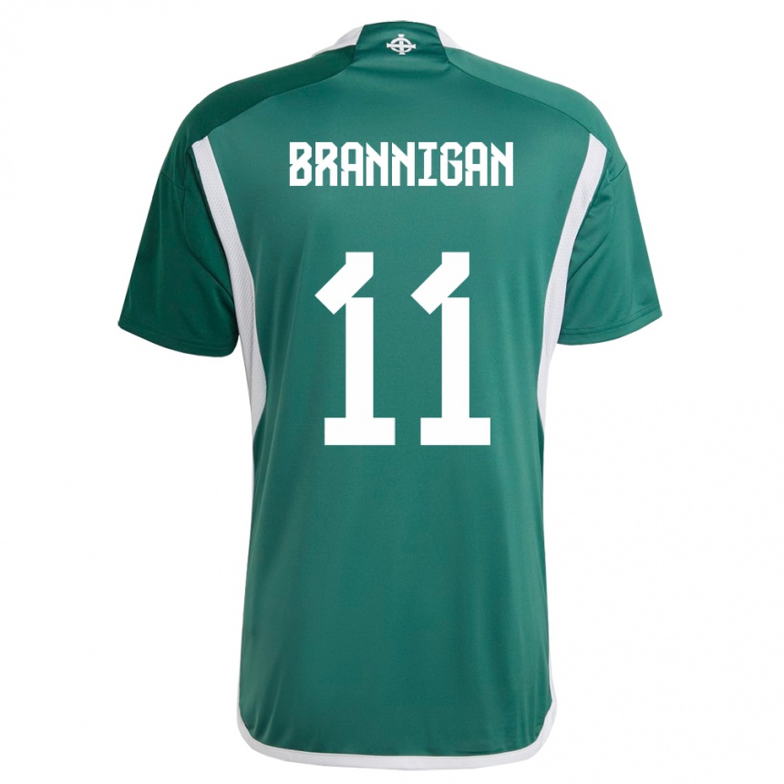 Kids Football Northern Ireland Cole Brannigan #11 Green Home Jersey 24-26 T-Shirt Nz